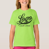ライムグリーン会社ロゴスワッグビジネスキッズガールズ Tシャツ (正面)