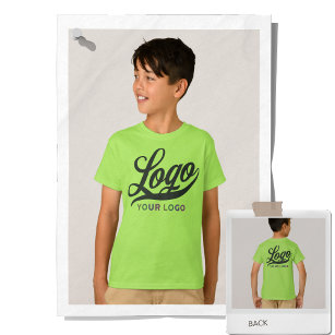 ライムグリーン会社ロゴスワッグビジネスキッズボーイズ Tシャツ