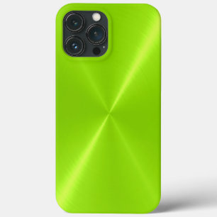 ライムグリーン光沢ステンレス鋼メタル iPhone 13 PRO MAXケース