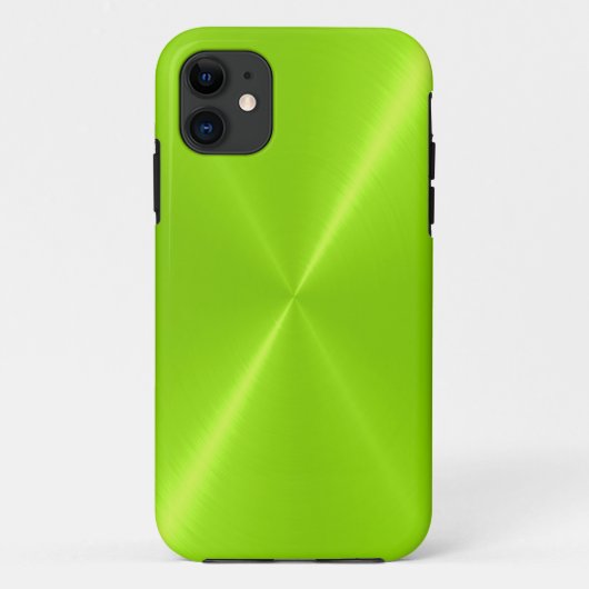 ライムグリーン光沢ステンレス鋼メタル Case-Mate iPhoneケース (裏面)