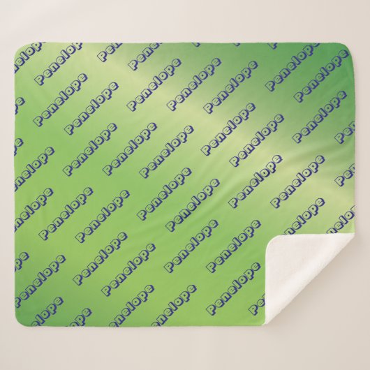ライムグリーン名コラージュカスタムスクリプト繰り返し シェルパブランケット (正面(横))