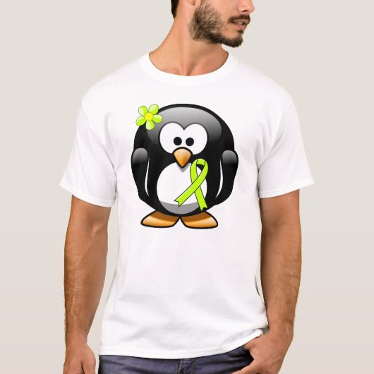 ライムグリーン啓発リボンペンギン Tシャツ (正面)