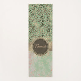 ライムグリーン大理石きらびやかなヒョウ ヨガマット