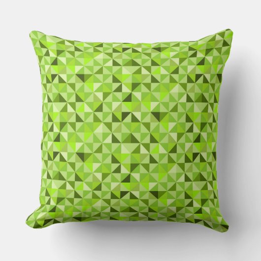 ライムグリーン幾何学模様の明るい色合い クッション (正面)