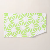 ライムグリーン幾何学模様 バスタオルセット (ハンドタオル)