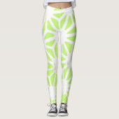 ライムグリーン幾何学模様 レギンス (正面)