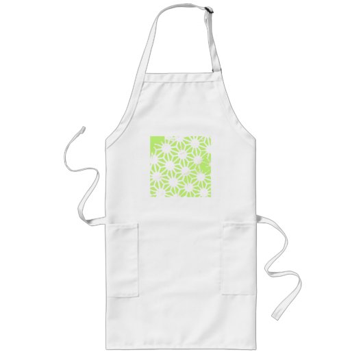 ライムグリーン幾何学模様 ロングエプロン (正面)