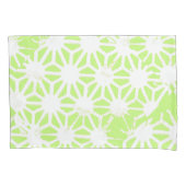 ライムグリーン幾何学模様 枕カバー (正面)