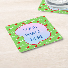 ライムグリーン愛 スクエアペーパーコースター