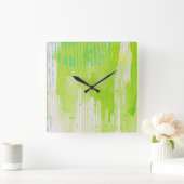ライムグリーン抽象芸術芸術 スクエア壁時計 (ホーム)