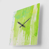 ライムグリーン抽象芸術芸術 スクエア壁時計 (傾斜)