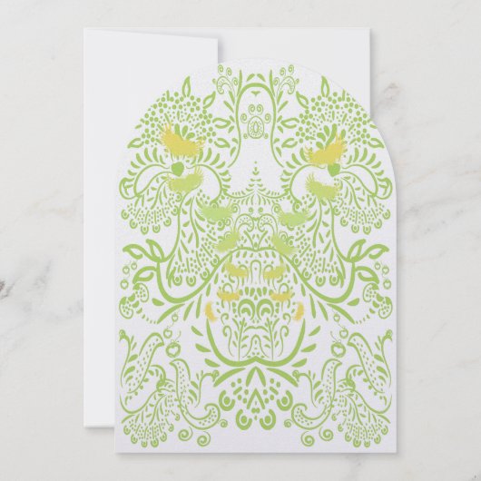 ライムグリーン気まぐれ鳥の結婚式招待状 招待状 (裏面)