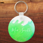 ライムグリーン水の色かわいい女の子のギフト名 キーホルダー (正面)