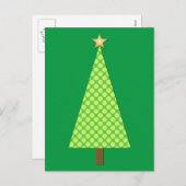 ライムグリーン水玉模様モダンクリスマスツリー シーズンポストカード (正面/裏面)