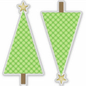 ライムグリーン水玉模様モダンクリスマスツリー シール (正面)