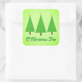ライムグリーン水玉模様モダンクリスマスツリー スクエアシール (バッグ)