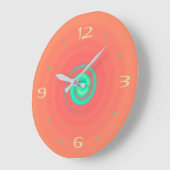 ライムグリーン渦付きオレンジ> Kitchen Clock ラージ壁時計 (傾斜)