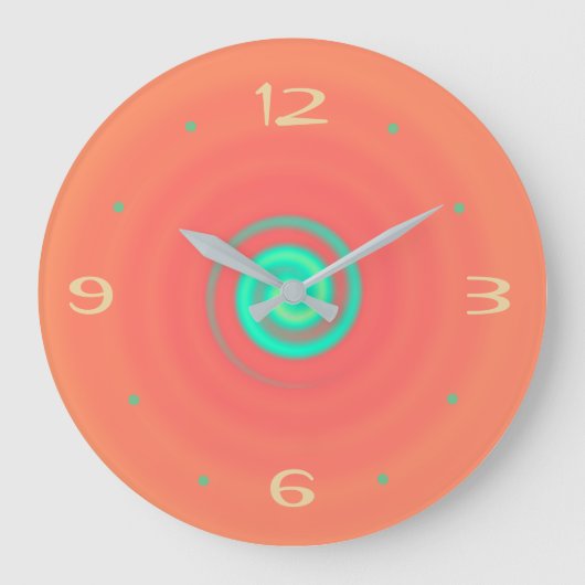 ライムグリーン渦付きオレンジ> Kitchen Clock ラージ壁時計 (正面)