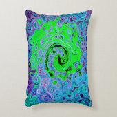 ライムグリーン溝抽象芸術レトロ液スワール アクセントクッション (正面(垂直))