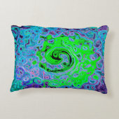 ライムグリーン溝抽象芸術レトロ液スワール アクセントクッション (裏面)