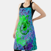 ライムグリーン溝抽象芸術レトロ液スワール エプロン (インサイチュ)