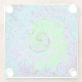 ライムグリーン溝抽象芸術レトロ液スワール ガラスコースター (裏面)