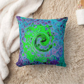 ライムグリーン溝抽象芸術レトロ液スワール クッション (ブランケット)