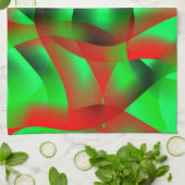 ライムグリーン澄んと赤い波紋の影で？ キッチンタオル (折り畳み)