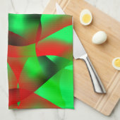 ライムグリーン澄んと赤い波紋の影で？ キッチンタオル (四つ折り)