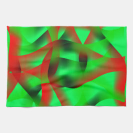 ライムグリーン澄んと赤い波紋の影で？ キッチンタオル