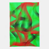ライムグリーン澄んと赤い波紋の影で？ キッチンタオル (縦)