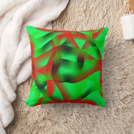 ライムグリーン澄んと赤い波紋の影で? クッション (ブランケット)