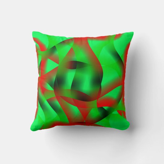 ライムグリーン澄んと赤い波紋の影で? クッション (裏面)