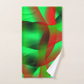 ライムグリーン澄んと赤い波紋の影で？ バスタオルセット (ハンドタオル)