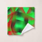 ライムグリーン澄んと赤い波紋の影で？ バスタオルセット (ウォッシュタオル)