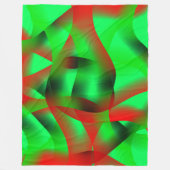 ライムグリーン澄んと赤い波紋の影で？ フリースブランケット (正面)