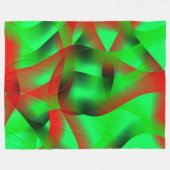 ライムグリーン澄んと赤い波紋の影で？ フリースブランケット (正面(横))