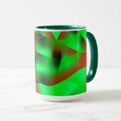 ライムグリーン澄んと赤い波紋の影で？ マグカップ (正面右)