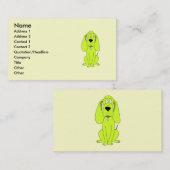 ライムグリーン犬。 かわいい猟犬の漫画 名刺 (正面/裏面)