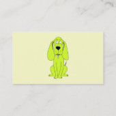 ライムグリーン犬。 かわいい猟犬の漫画 名刺 (裏面)