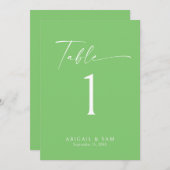 ライムグリーン白文字結婚のテーブル番号 招待状 (正面/裏面)