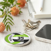 ライムグリーン白黒チーム名バレーボール キーホルダー (側面)