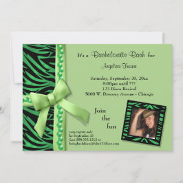 ライムグリーン真珠とゼブラ縞 招待状