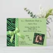 ライムグリーン真珠とゼブラ縞 招待状 (スタンド正面)