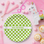 ライムグリーン確認パターパーソナライズされたン ペーパープレート (パーティー)