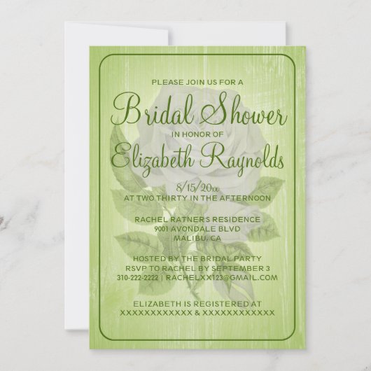 ライムグリーン素朴フローラブライダルシャワー招待状 招待状 (正面)