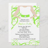 ライムグリーン結婚ズドレスブライダルシャワー招待 招待状 (正面/裏面)