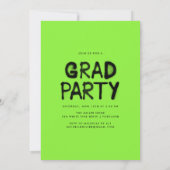 ライムグリーン絵を描スプレー写真卒業パーティー 招待状 (裏面)