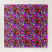 ライムグリーン絵画アジサイ付きガーデンキルト ジグソーパズル (横)