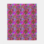 ライムグリーン絵画アジサイ付きガーデンキルト フリースブランケット (正面)